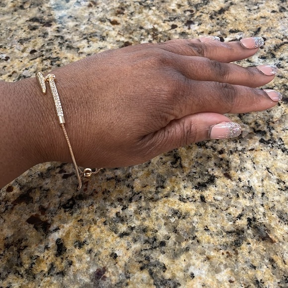 Gold Iced Out Rhinestone Encrusted Zirconia Bracelet - Picture 10 of 12